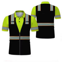 Camiseta de Cuello Alto para Hombre, Alta Visibilidad, para Construcción, Manga Corta, Antiarrugas, Estilo Urbano, Reflectante, Ropa de Seguridad para Verano