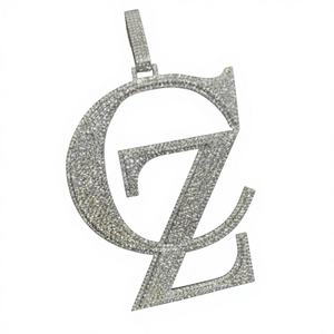 Pendentif lettre CZ plaqué argent, serti de strass, thème Hip Hop, bijoux de mode unisexe, cadeau - Product Image 1