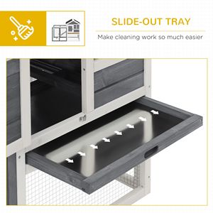 Conejera de Madera Resistente a la Intemperie de 48 Pulgadas con Techo Inclinado de Asfalto, Corral Interior/Exterior para Conejos, Jaula Divertida para Mascotas - Product Image 5