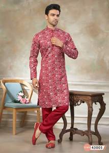 Conjunto de Kurta y Pijama de Seda Pura Bordada para Hombre – Ropa Étnica de Diseñador - Product Image 3