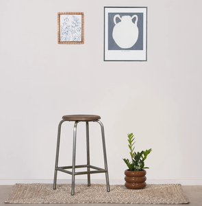 Tabouret de bar en cuir à manivelle au design moderne, chaise industrielle réglable avec structure en fer pour bar, salon, cuisine, salle à manger - Product Image 1