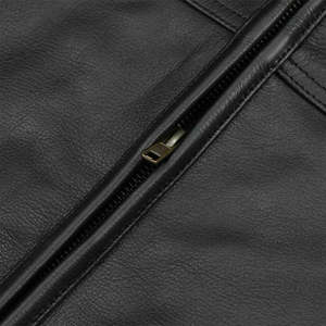 <b>Men</b>’s Minimalist Black Leather Motorcycle Vest Sleek Zip Up Sleeveless Biker Waistcoat with Clean Panel Design Low MOQ - Product Image 4