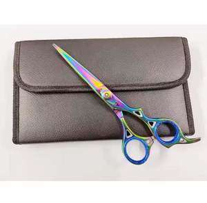 Ensemble de ciseaux professionnels pour coiffeur, ciseaux à effiler, lames affûtées, revêtement multicolore, poignées en acier inoxydable 4Cr13, ANAAIF ENTERPRISES - Product Image 3