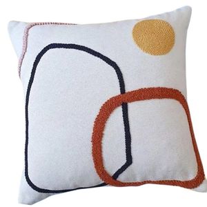 Cojín de Algodón Tejido con Patrón Abstracto, Tela Suave y Transpirable, Almohada Decorativa Elegante para el Área de Estar de un Apartamento Moderno - Product Image 5