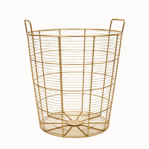 Factory Direct Supply Luxury <b>Gold</b> Finished Round Iron Laundry Basket Metal Weaved Laundry Bin For Home Bathroom Organizer - Product Image 6