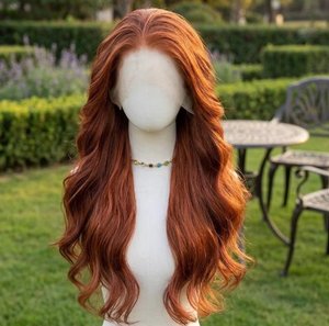 Peluca de Cabello Humano Virgen Natural de Alta Calidad, Color Cobre Ondulado, con Encaje HD Pre-Desplumado, Línea de Cabello Natural - Product Image 2
