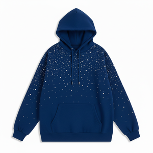 Sweat-shirt à capuche orné de strass, détails scintillants, design moderne pour vêtements streetwear, tenues décontractées - Product Image 1