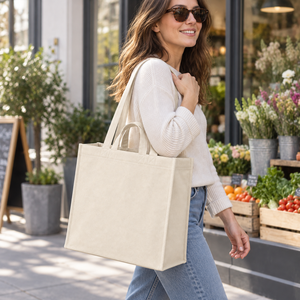 320 GSM Natural Cotton <b>Canvas</b> Tote Bag 38x42x20 cm Off White Shopper Bag Custom Logo OEM Private Label Reusable Eco Friendly B2B - Product Image 3