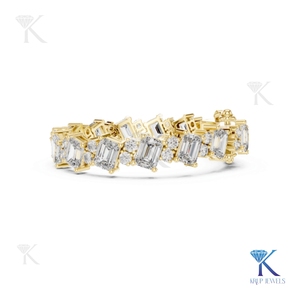 Mixed Cut Emerald Round Diamond Tennis <b>Bracelet</b> 14K <b>Solid</b> Gold Fine Unisex Luxury Jewelry Party Gift Manufacturer Wholesale - Product Image 5