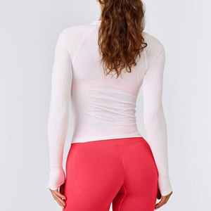Haut de sport pour femme en maille sans couture, à manches longues, avec passe-pouces, design ajusté et compressif, de haute qualité, idéal pour le yoga et l'entraînement - Product Image 5