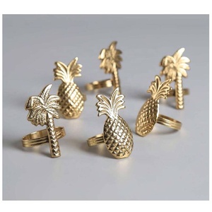Palm <b>Tree</b> and Pineapple Napkin Ring Set Elegant Metal Napkin Holders for Wedding <b>Christmas</b> Holiday Dining <b>Table</b> Decoration - Product Image 1