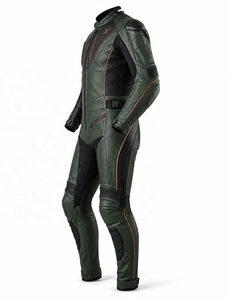 Combinaison de moto en cuir une pièce toutes saisons |   Noir Vert |   Fabricant OEM ODM |   Qualité de conception haut de gamme |   Vêtements de course - Product Image 2