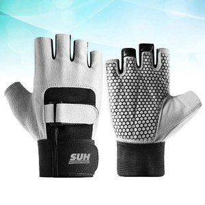 Fitness Training <b>Weighted</b> Workout Gym Gloves Leather Breathable Lightweight Half Finger Unisex Made in Pakistan - Product Image 2