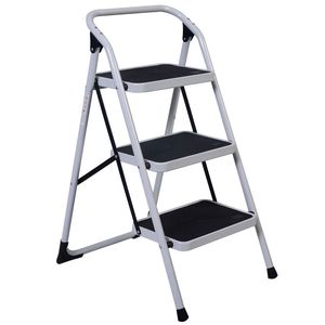 Scala a 3 Gradini Moderna per Interni in Alluminio e Acciaio, Nera e Bianca, per Uso Domestico - Product Image 2