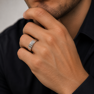 925 Sterling <b>Silver</b> <b>Solitaire</b> Cubic Zirconia Band <b>Ring</b> for Men Wedding Party Engagement Gift High Polish Finish - Product Image 1