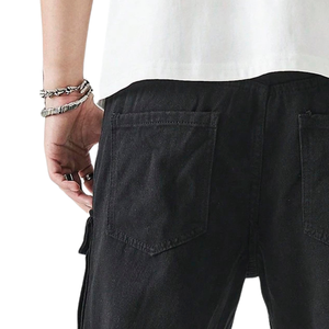 Pantalones Cargo de Mezclilla Negros para Hombre, Corte Recto, Multibolsillos, Casuales, Resistentes, Estilo Urbano, Ajuste Personalizado OEM - Product Image 4