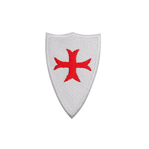 Parche Bordado con Escudo de los Caballeros Templarios con una Cruz Roja sobre un Fondo Blanco - Product Image 1
