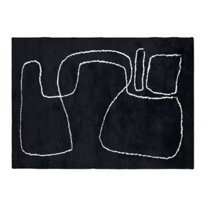Best Price Modern Abstract Rectangle Area <b>Rug</b> <b>Black</b> With White Pattern Flat Weave Non-Slip Rubber Backing Office Use - Product Image 1