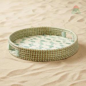 ถาดหญ้าทะเลทรงกลมฝังมุก - Product Image 4