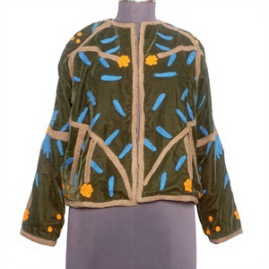 เสื้อแจ็คเก็ตผ้าฝ้าย 100% ปักลายดอกไม้แบบซูซานี ผ้ากำมะหยี่ ระบายอากาศได้ดี หนา เหมาะสำหรับฤดูใบไม้ร่วงและฤดูหนาว ติดกระดุม แบบเย็บติดกัน เป็นมิตรกับสิ่งแวดล้อม ราคาขายส่ง - Product Image 1