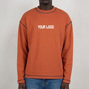 Custom Design Sweatshirts 100% Cotton Fleece <b>Lightweight</b> Contrast Stitching Printed & Embroidery Logo Long Sleeves Sweatshirts. - Product Image 4