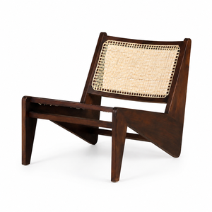 Fauteuil lounge en teck et rotin naturel de style mid-century modern, écologique, taille et finition personnalisées pour salon - Product Image 1