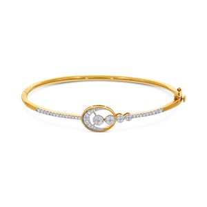 Elegant Diamond Circle Halo Gold <b>Bangle</b> <b>Bracelet</b> for Women - Product Image 2
