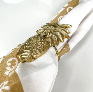 Servilleteros de oro de lujo de latón hechos a mano de la mejor calidad, nuevo servilletero de piña para bodas, restaurantes, precio al por mayor - Product Image 2