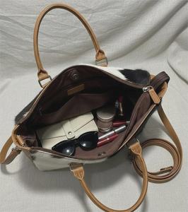 Sac fourre-tout personnalisé en cuir véritable avec fermeture éclair et broderie, style vintage pour femmes, fabrication OEM LHTB-0003 - Product Image 4