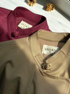 เสื้อโค้ทเทรนช์ผ้าฝ้ายทวิลสีกากีสำหรับผู้หญิง พร้อมเข็มขัดถอดได้ คอสูง แขนสั้น สไตล์ลำลอง สำหรับฤดูใบไม้ร่วงและฤดูหนาว รุ่น ETHAN - Product Image 6