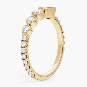 Anillo de Oro Blanco de 14K con Esmeralda Cultivada en Laboratorio y Diamante de Corte Brillante Redondo, Anillo Moderno Apilable para Boda y Compromiso - Product Image 4