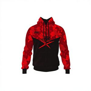 <b>Men</b> <b>Red</b> Camouflage Zip Up <b>Hoodie</b> Hip Hop Streetwear Hooded Sweatshirt Front Logo Print 2026 - Product Image 6