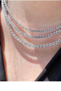 Luxury Hip Hop Tennis <b>Chain</b> Brilliant Cut Sparkling Moissanite Statement Jewelry Silver Plated Trendy Women Men Party Wedding - Product Image 4
