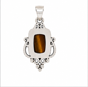 Pendentif en argent œil de tigre, pendentif en argent sterling 925 avec pierre précieuse, bijoux œil de tigre brun doré, pendentif bohème tendance, cadeau - Product Image 3