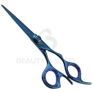 Tijeras Profesionales para Cortar Cabello Azul Oscuro, Tijeras de Peluquería con Borde Convexo Afilado y Mango Ergonómico Esculpido - Product Image 1