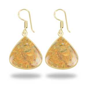 Boucles d'oreilles pendantes artisanales en agate naturelle, plaquées or 18 carats, uniques en leur genre. - Product Image 6