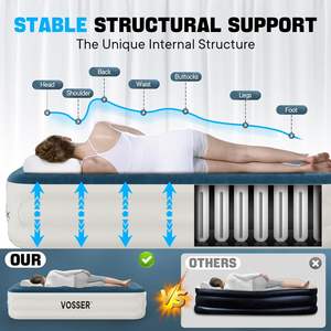 Colchón inflable doble con bomba incorporada, inflado/desinflado rápido y sencillo, colchón inflable plegable con bolsa. - Product Image 3