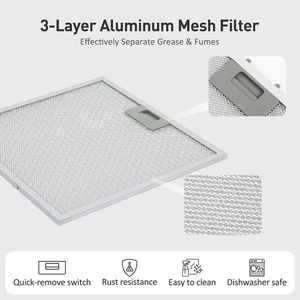 Campana extractora de cocina bajo gabinete de acero inoxidable con ventilador de 3 velocidades y luces LED plateadas - Product Image 6