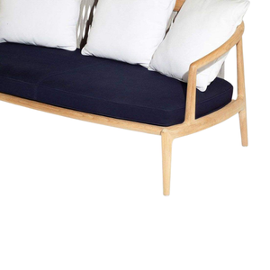 Sofá de jardín de tres plazas súper cómodo con cojín, banqueta de ratán y estructura de madera de teca por Rachel Natalie - Product Image 4