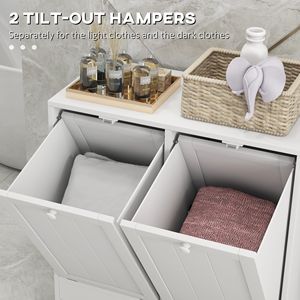 Mobiletto Bianco a 2 Scomparti con Cesto Ribaltabile, Soluzione ad Alta Efficienza per il Lavanderia - Product Image 5