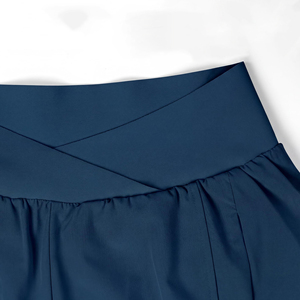 <b>Women's</b> High Waisted Navy Blue Sporty <b>Shorts</b> Quick Dry Elastic Waist Loose Fit Gym Running <b>Bermuda</b> <b>Shorts</b> With Pockets - Product Image 3