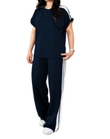 Ensemble 2 pièces pour femmes, t-shirt décontracté à col rond et manches courtes, pantalon de jogging, polyester/coton, écologique, toutes saisons