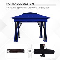 Tonnelle escamotable bleue 11 x 11 avec protection UV, pour événements extérieurs, patio, jardin, avec filet zippé et sac de transport