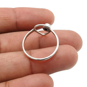 Genuine Round Cut Pearl <b>Ring</b> In 925 Sterling Silver Featuring <b>Open</b> Triangle Design Fine Quality Boho Jewelry At Wholesale Price - Product Image 2