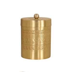 Recipiente de Almacenamiento de Metal Dorado Decorativo con Tapa, Tarro de Almacenamiento de Cocina para Decoración del Hogar - Product Image 1