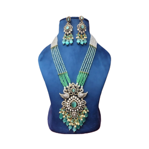 Bijoux indiens ensemble de collier de créateur plaqué victorien avec boucles d'oreilles bijoux de mariée pour mariage et célébration de fête - Product Image 1