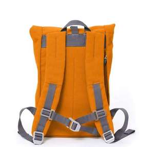 Minimalist <b>Canvas</b> <b>Roll</b> Top Backpack Orange Unisex Lightweight Daily Use Softback Hasps Closure - Product Image 2