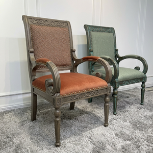 <span class=keywords><strong>Chaise</strong></span> de salle à manger classique de luxe en bois massif, fauteuil rembourré sculpté à la main pour hôtel, restaurant, villa, banquet, mobilier sur mesure OEM - Product Image 2