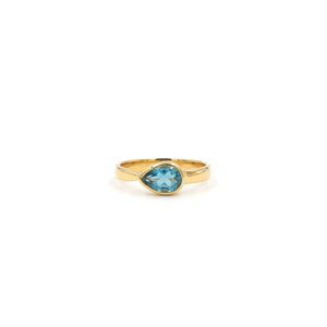 Topaz <b>Ring</b> Checker Cut Handmade Gold Plated Gemstone <b>Ring</b>, Teardrop Topaz <b>Statement</b> <b>Ring</b>, Minimalist November Birthstone Jewelry - Product Image 3