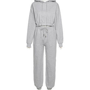 High Quality 100% Cotton Fleece Solid Winter Custom Logo Turtleneck Short 2 <b>Piece</b> Long <b>Set</b> Hip Hop Eco-Friendly Breathable Women - Product Image 4
